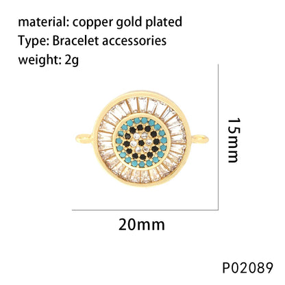 1 Piece 14*19mm 20*15mm 21*16mm Copper Zircon 18K Gold Plated Round Devil'S Eye Pendant