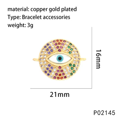 1 Piece 14*19mm 20*15mm 21*16mm Copper Zircon 18K Gold Plated Round Devil'S Eye Pendant