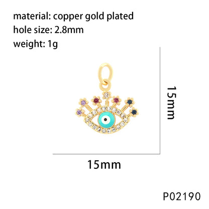 1 Piece 14*19mm 20*15mm 21*16mm Copper Zircon 18K Gold Plated Round Devil'S Eye Pendant