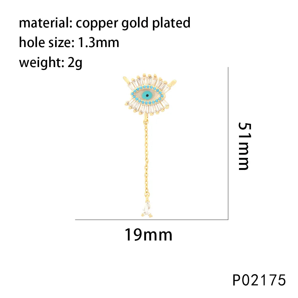 1 Piece 14*19mm 20*15mm 21*16mm Copper Zircon 18K Gold Plated Round Devil'S Eye Pendant