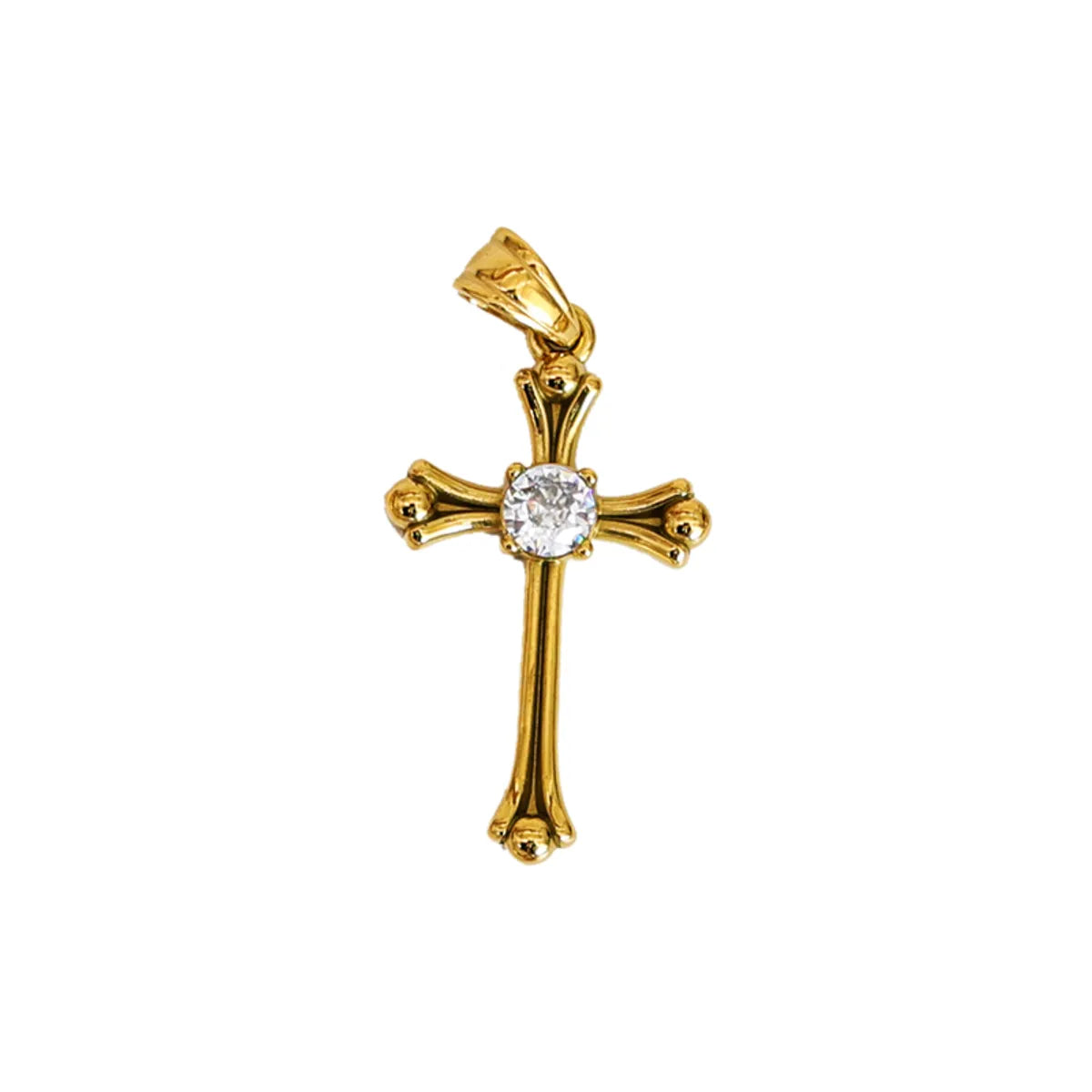 1 Piece 14 * 22mm 17 * 25mm 18 * 31mm 304 Stainless Steel Zircon 18K Gold Plated Cross Polished Pendant