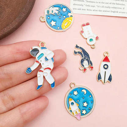 1 Piece 14*28mm Alloy Zircon Astronaut Rocket Polished Pendant