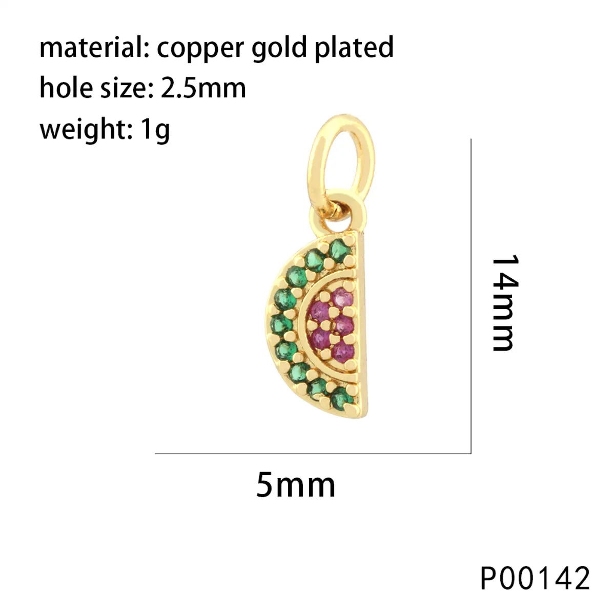 1 Piece 14 * 9mm Copper Zircon 18K Gold Plated Fruit Pineapple Pendant Chain