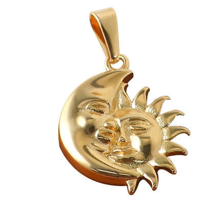 1 Piece 14.1*11.2mm 18.8*13mm 304 Stainless Steel 316 Stainless Steel  24K Gold Plated Sun Moon Pendant