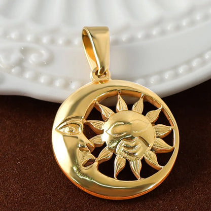 1 Piece 14.1*11.2mm 18.8*13mm 304 Stainless Steel 316 Stainless Steel  24K Gold Plated Sun Moon Pendant