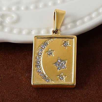 1 Piece 14.1*11.2mm 18.8*13mm 304 Stainless Steel 316 Stainless Steel  24K Gold Plated Sun Moon Pendant