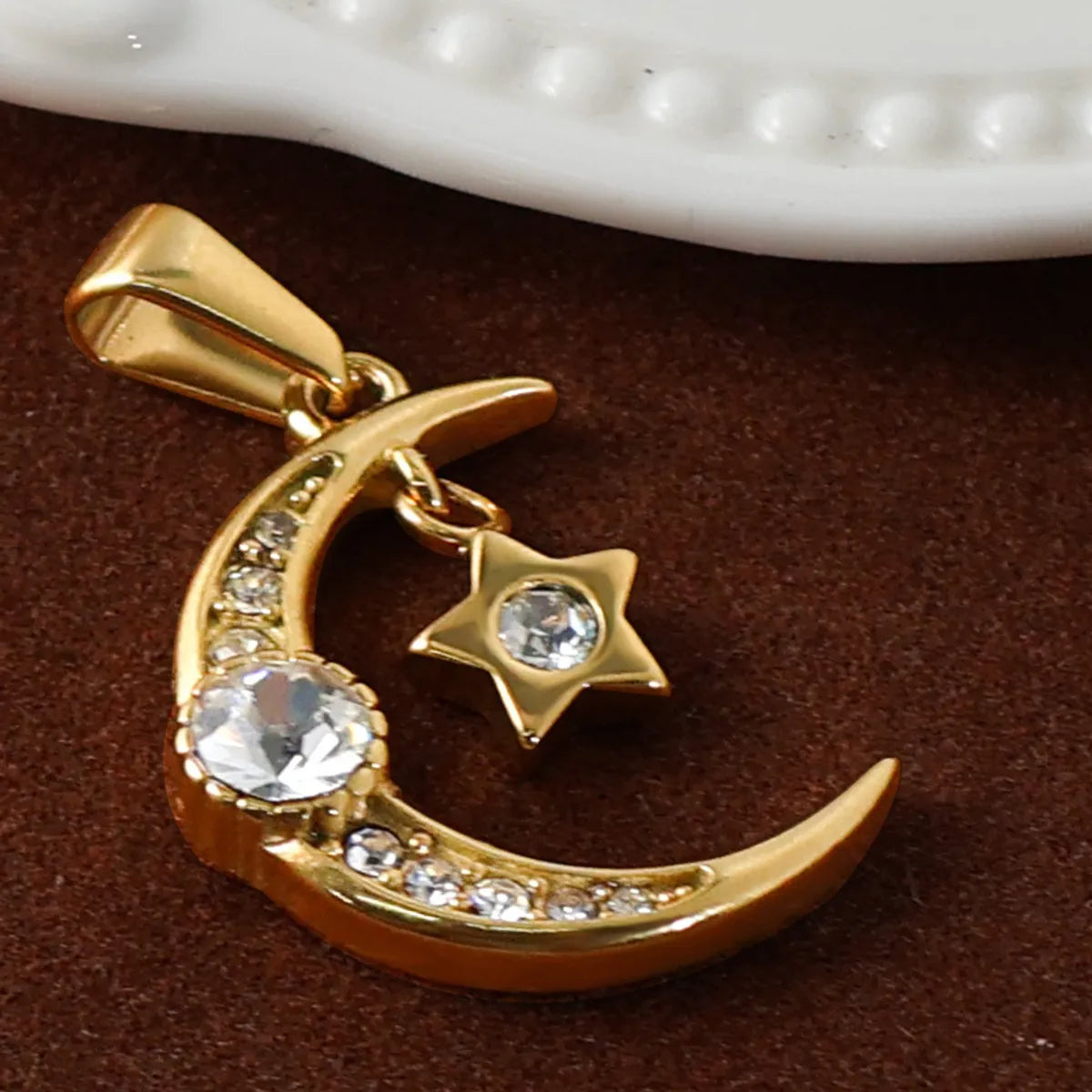 1 Piece 14.1*11.2mm 18.8*13mm 304 Stainless Steel 316 Stainless Steel  24K Gold Plated Sun Moon Pendant