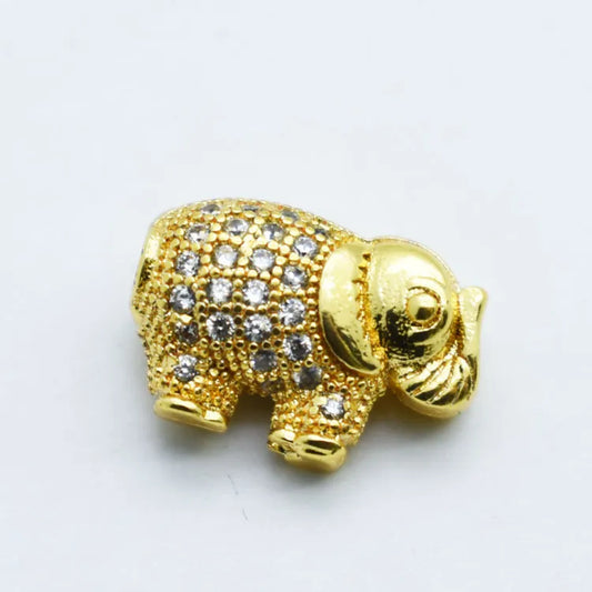 1 Piece 14mm*10mm Copper Zircon Elephant Beads