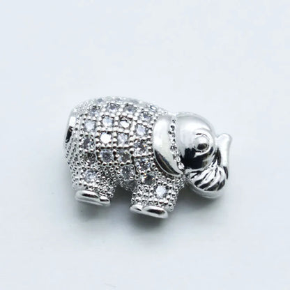 1 Piece 14mm*10mm Copper Zircon Elephant Beads