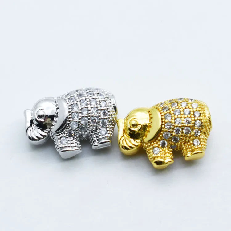 1 Piece 14mm*10mm Copper Zircon Elephant Beads