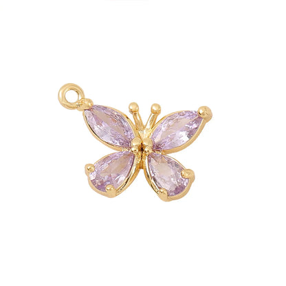 1 Piece 15 * 10mm Copper Zircon 18K Gold Plated Butterfly Polished Pendant