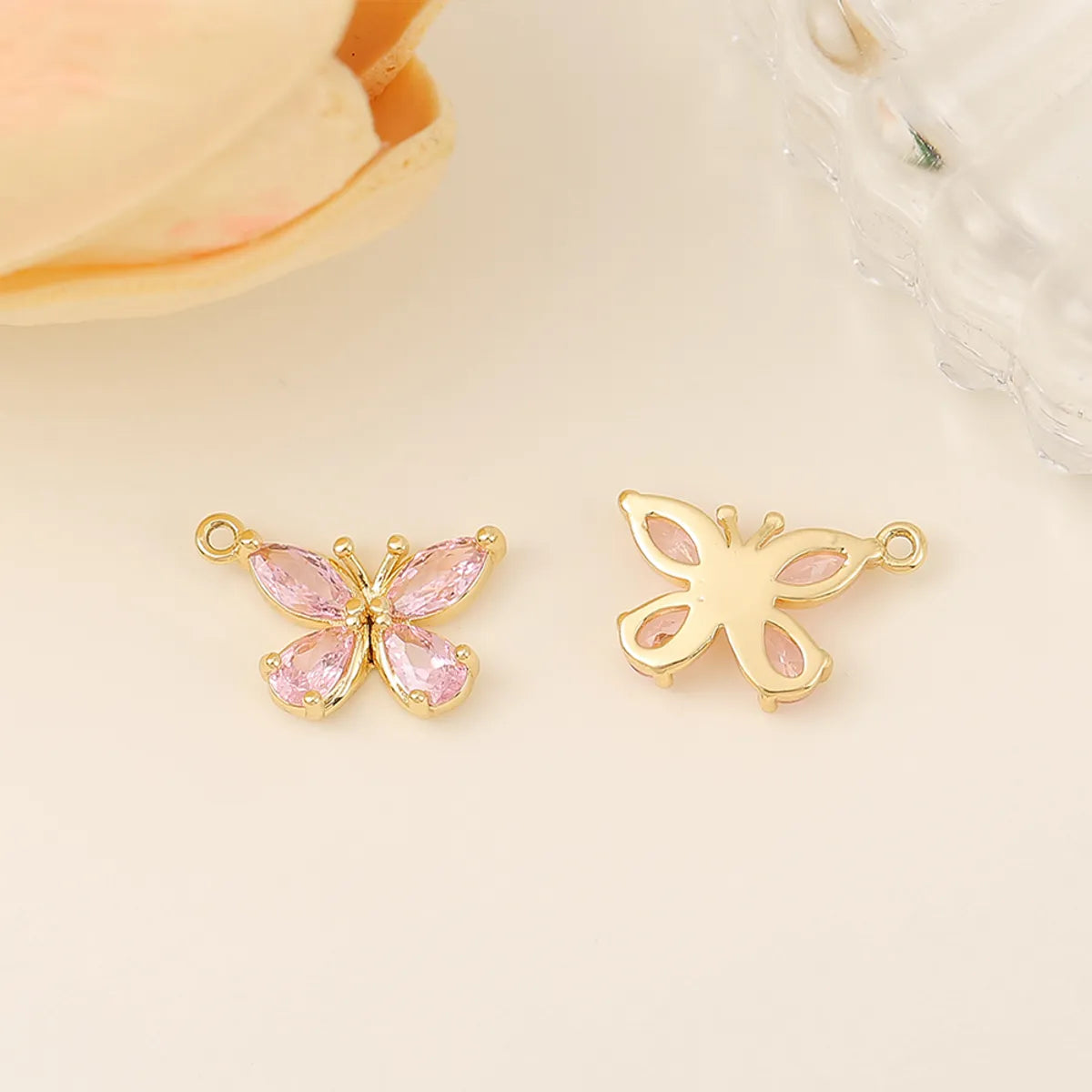 1 Piece 15 * 10mm Copper Zircon 18K Gold Plated Butterfly Polished Pendant