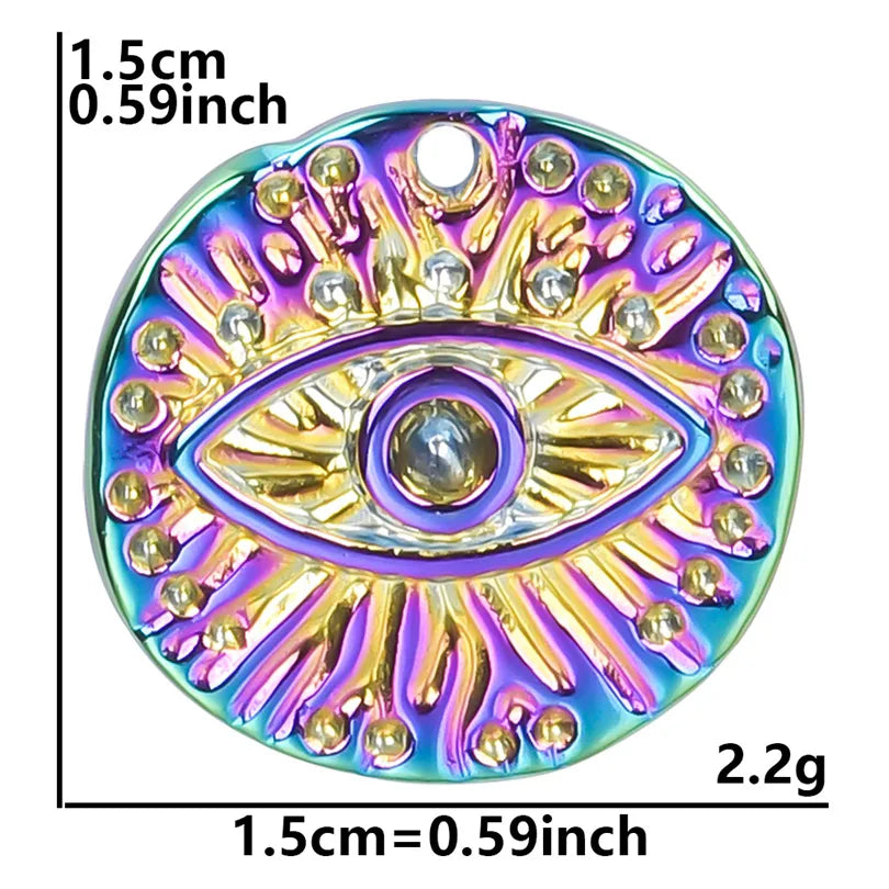 1 Piece 15*15mm Hole 1~1.9mm 304 Stainless Steel 18K Gold Plated Devil'S Eye Pendant