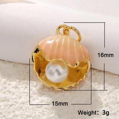 1 Piece 15*16mm 17 * 18mm 18 * 20mm Copper Artificial Pearls Rhinestones Gold Plated Scallop Starfish Fish Tail Pendant