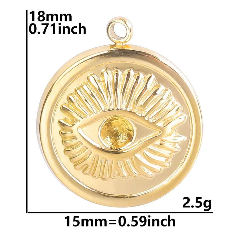 1 Piece 15*18mm 304 Stainless Steel 18K Gold Plated Devil'S Eye Polished Pendant