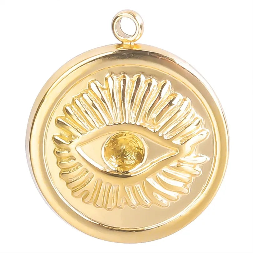 1 Piece 15*18mm 304 Stainless Steel 18K Gold Plated Devil'S Eye Polished Pendant