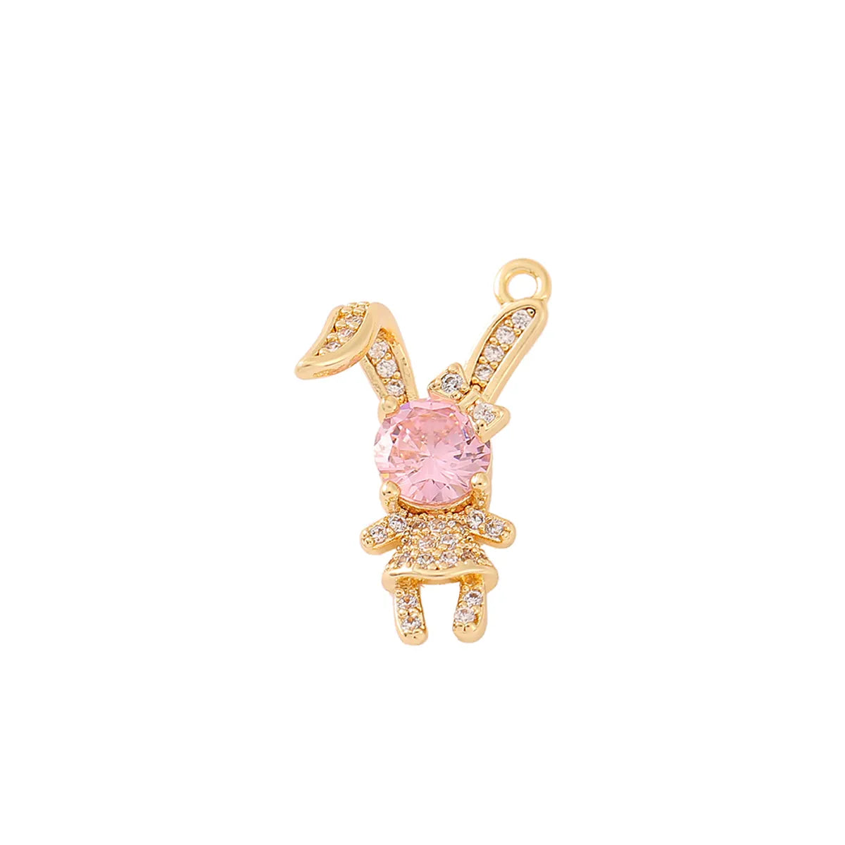 1 Piece 15 * 20mm Copper Zircon 18K Gold Plated Rabbit Pendant