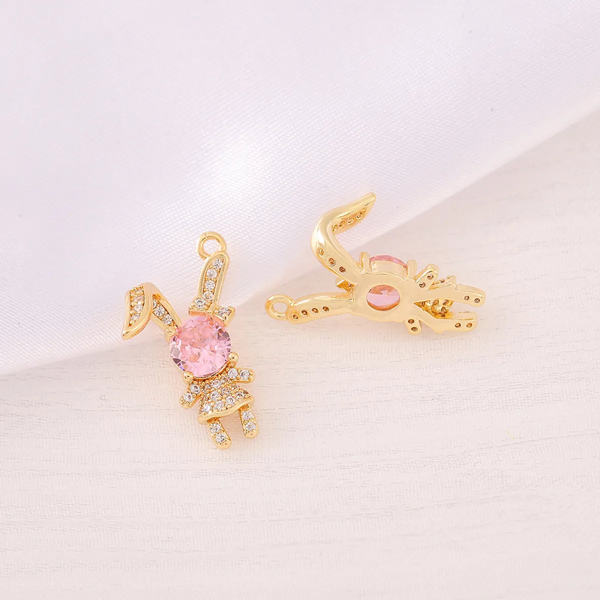 1 Piece 15 * 20mm Copper Zircon 18K Gold Plated Rabbit Pendant