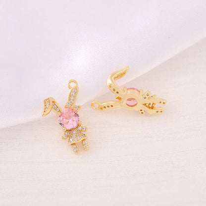 1 Piece 15 * 20mm Copper Zircon 18K Gold Plated Rabbit Pendant