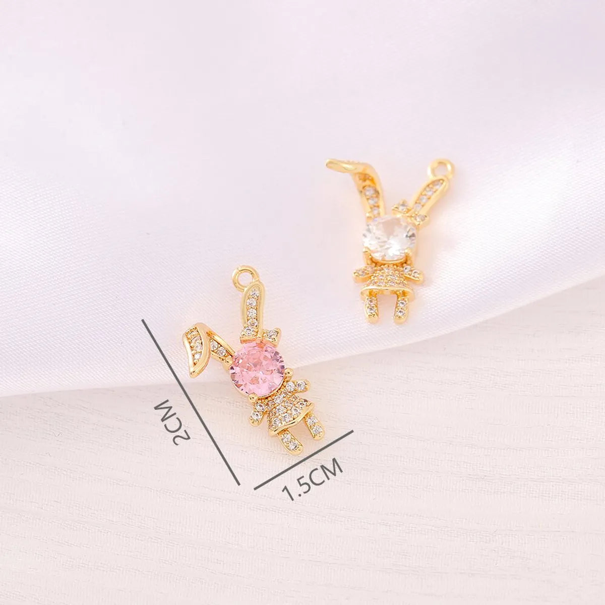 1 Piece 15 * 20mm Copper Zircon 18K Gold Plated Rabbit Pendant