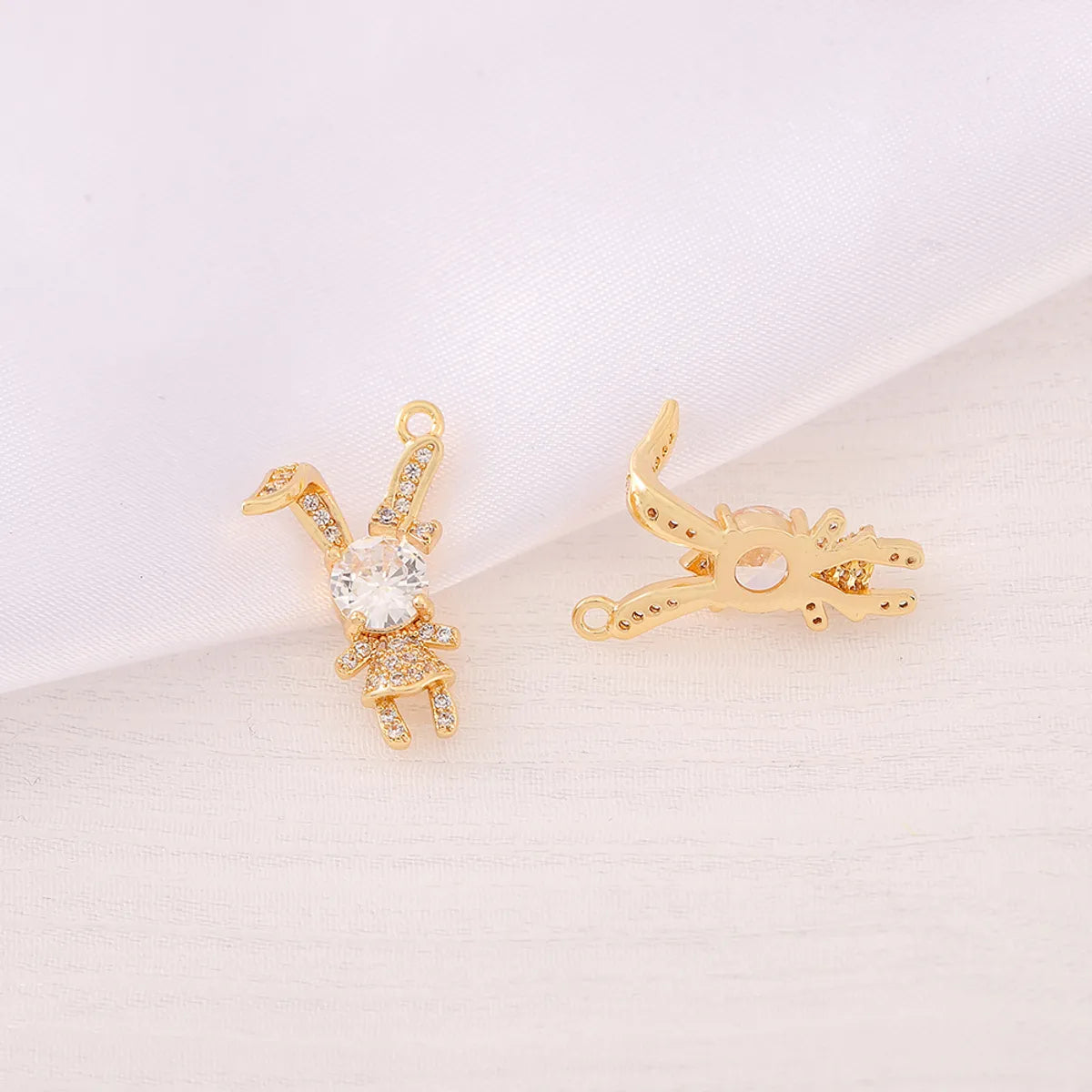 1 Piece 15 * 20mm Copper Zircon 18K Gold Plated Rabbit Pendant