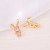 1 Piece 15 * 20mm Copper Zircon 18K Gold Plated Rabbit Pendant