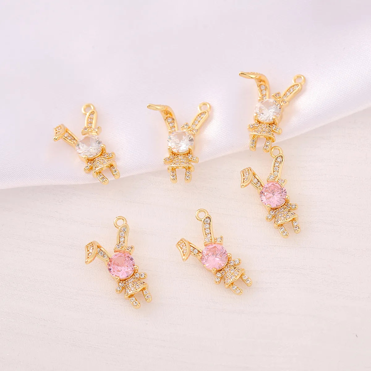 1 Piece 15 * 20mm Copper Zircon 18K Gold Plated Rabbit Pendant