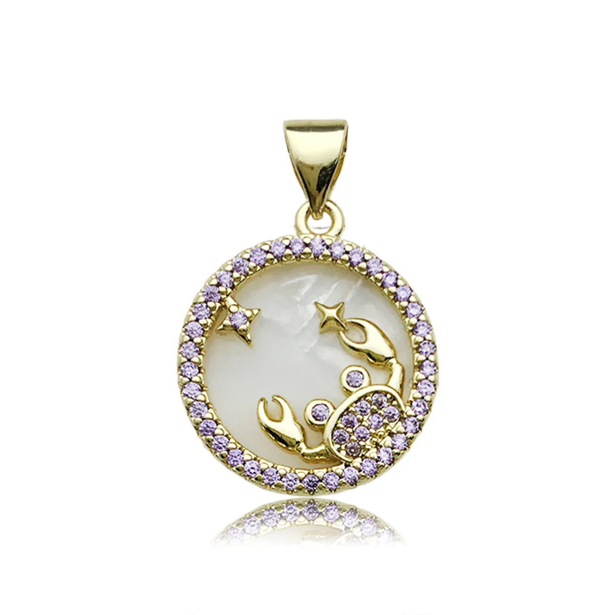 1 Piece 15 * 22mm Alloy Shell Zircon Round Constellation Pendant