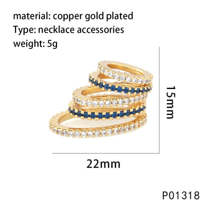 1 Piece 15 * 22mm Copper Zircon 18K Gold Plated Circle Lines Pendant