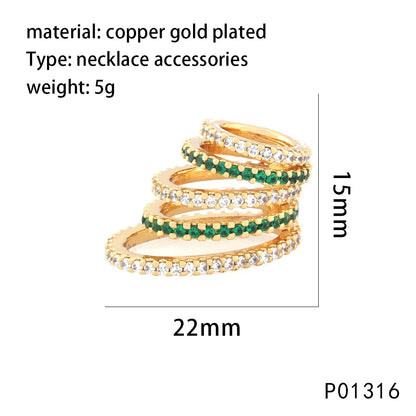 1 Piece 15 * 22mm Copper Zircon 18K Gold Plated Circle Lines Pendant