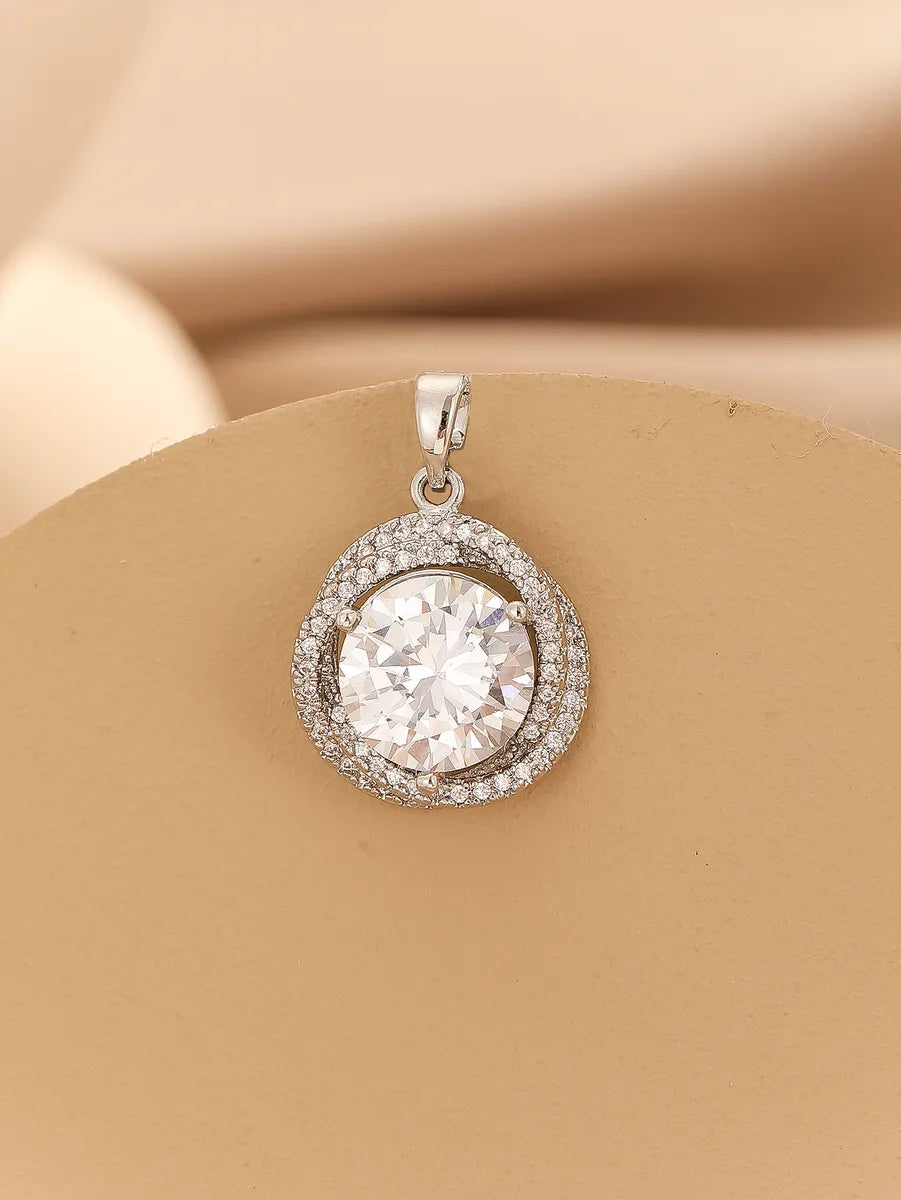 1 Piece 15 * 22mm Copper Zircon Round Pendant