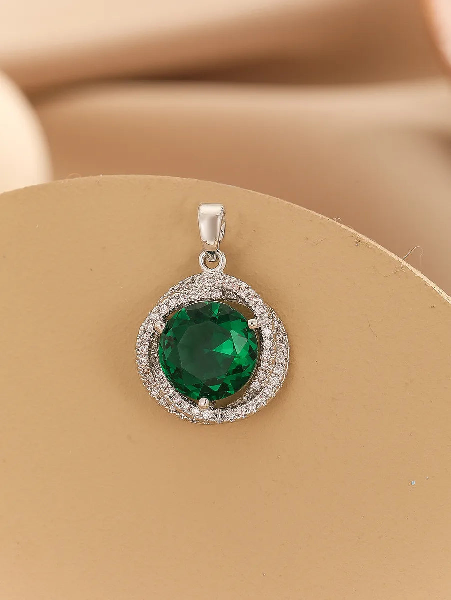 1 Piece 15 * 22mm Copper Zircon Round Pendant