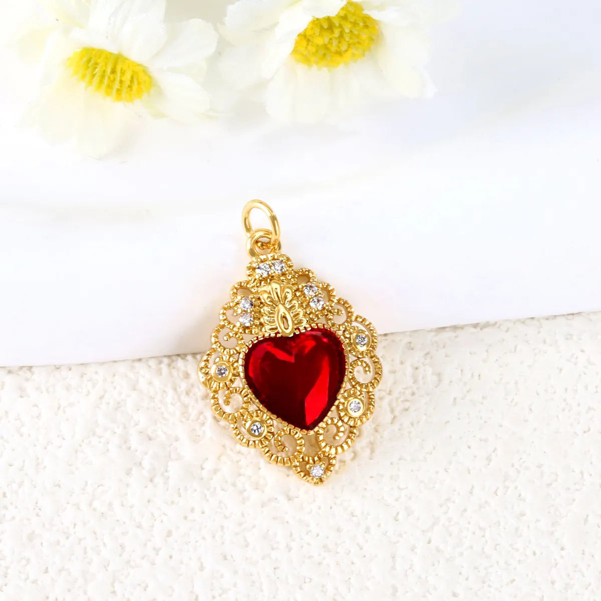 1 Piece 15*28mm 20*17mm 30*14mm Copper Gem Gold Plated Cross Heart Shape Wings Polished Pendant