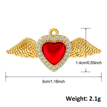 1 Piece 15*28mm 20*17mm 30*14mm Copper Gem Gold Plated Cross Heart Shape Wings Polished Pendant