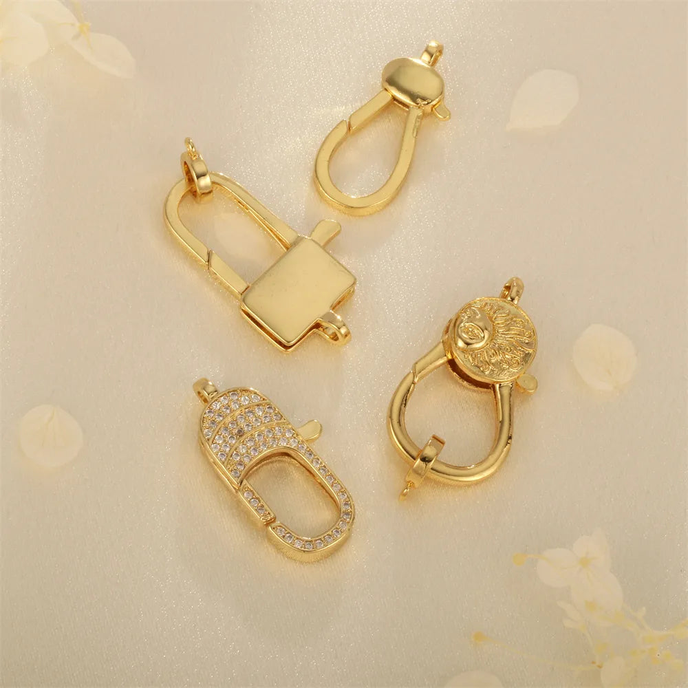 1 Piece 15 * 29mm 21 * 13mm 38*18mm Copper Zircon 18K Gold Plated Square Heart Shape Pendant Jewelry Buckle