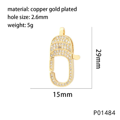 1 Piece 15 * 29mm 21 * 13mm 38*18mm Copper Zircon 18K Gold Plated Square Heart Shape Pendant Jewelry Buckle