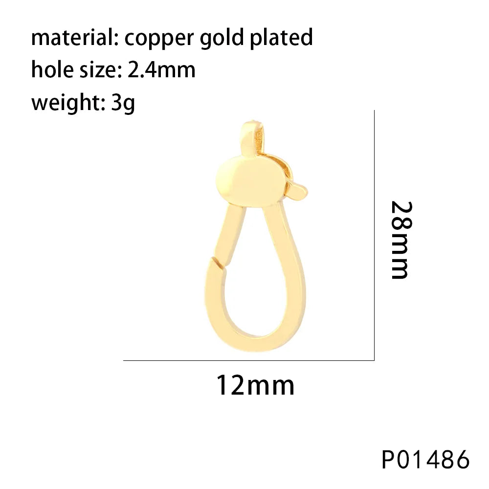 1 Piece 15 * 29mm 21 * 13mm 38*18mm Copper Zircon 18K Gold Plated Square Heart Shape Pendant Jewelry Buckle