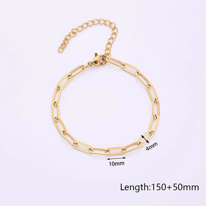 1 Piece 150+50mm 304 Stainless Steel Gold Plated Bracelets Jewelry Accessories