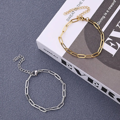 1 Piece 150+50mm 304 Stainless Steel Gold Plated Bracelets Jewelry Accessories