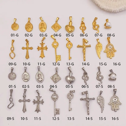 1 Piece 15.5*22.3mm 15*17.5mm 304 Stainless Steel 24K Gold Plated Human Cross Pendant