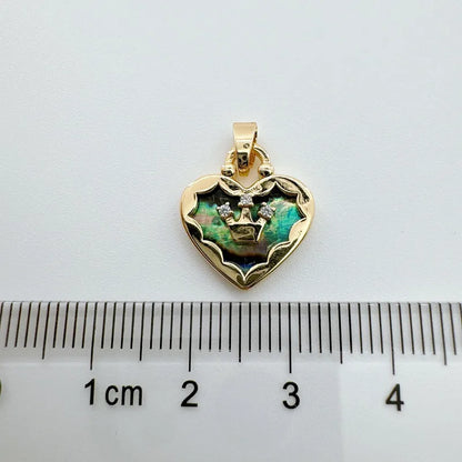 1 Piece 15mm Copper Shell Heart Shape Crown Wings Pendant