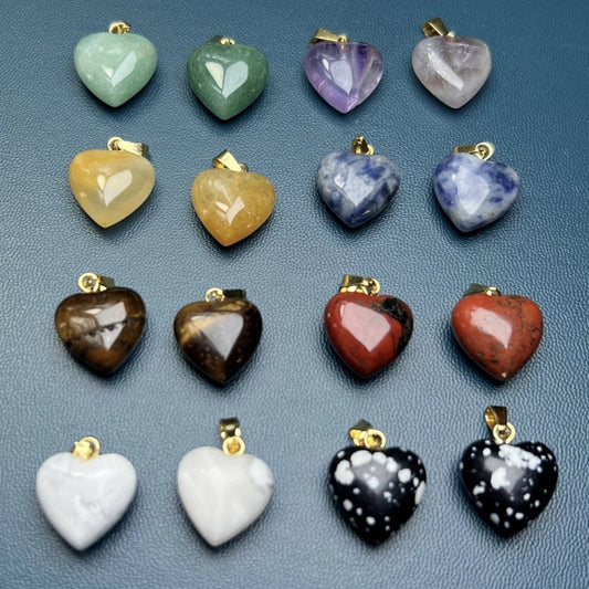 1 Piece 15mm Natural Stone Heart Shape Pendant