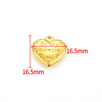 1 Piece 16.5*16.5mm 16.5*21.5mm 18*22.5mm Hole 1~1.9mm Hole 2~2.9mm 304 Stainless Steel 18K Gold Plated Moon Heart Shape Solid Color Pendant