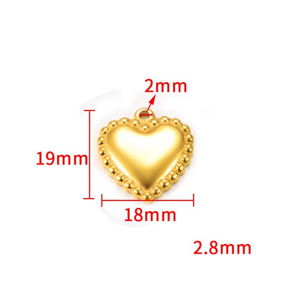 1 Piece 16.5*16.5mm 16.5*21.5mm 18*22.5mm Hole 1~1.9mm Hole 2~2.9mm 304 Stainless Steel 18K Gold Plated Moon Heart Shape Solid Color Pendant