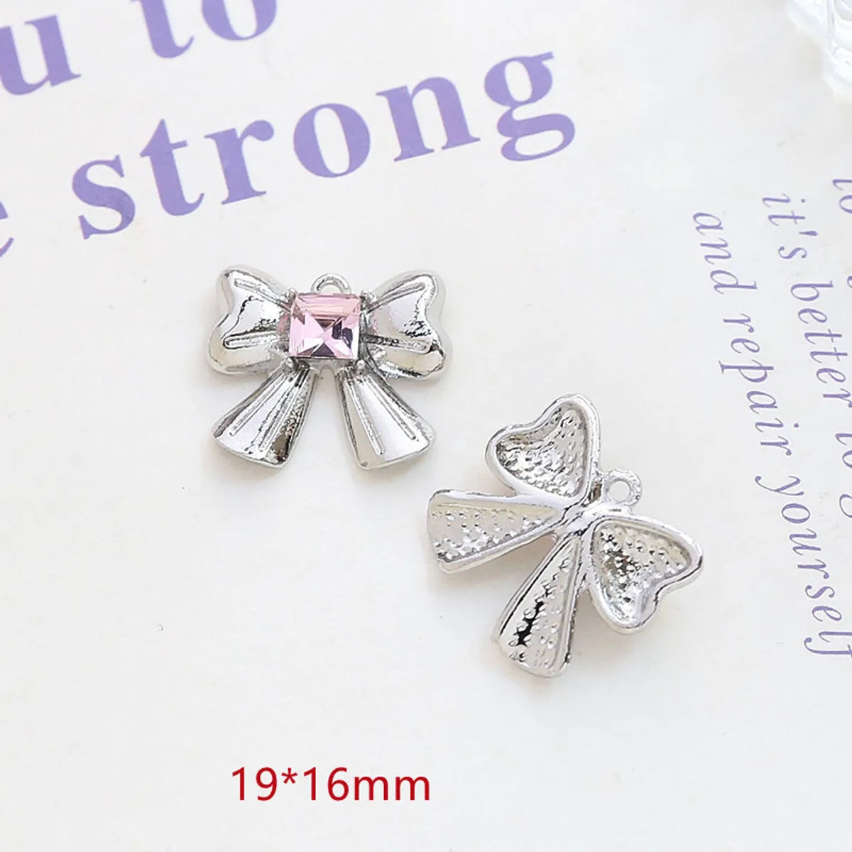 1 Piece 17*13mm 19*16mm 23 * 20mm Alloy Rhinestones Heart Shape Rose Bow Knot Polished Pendant