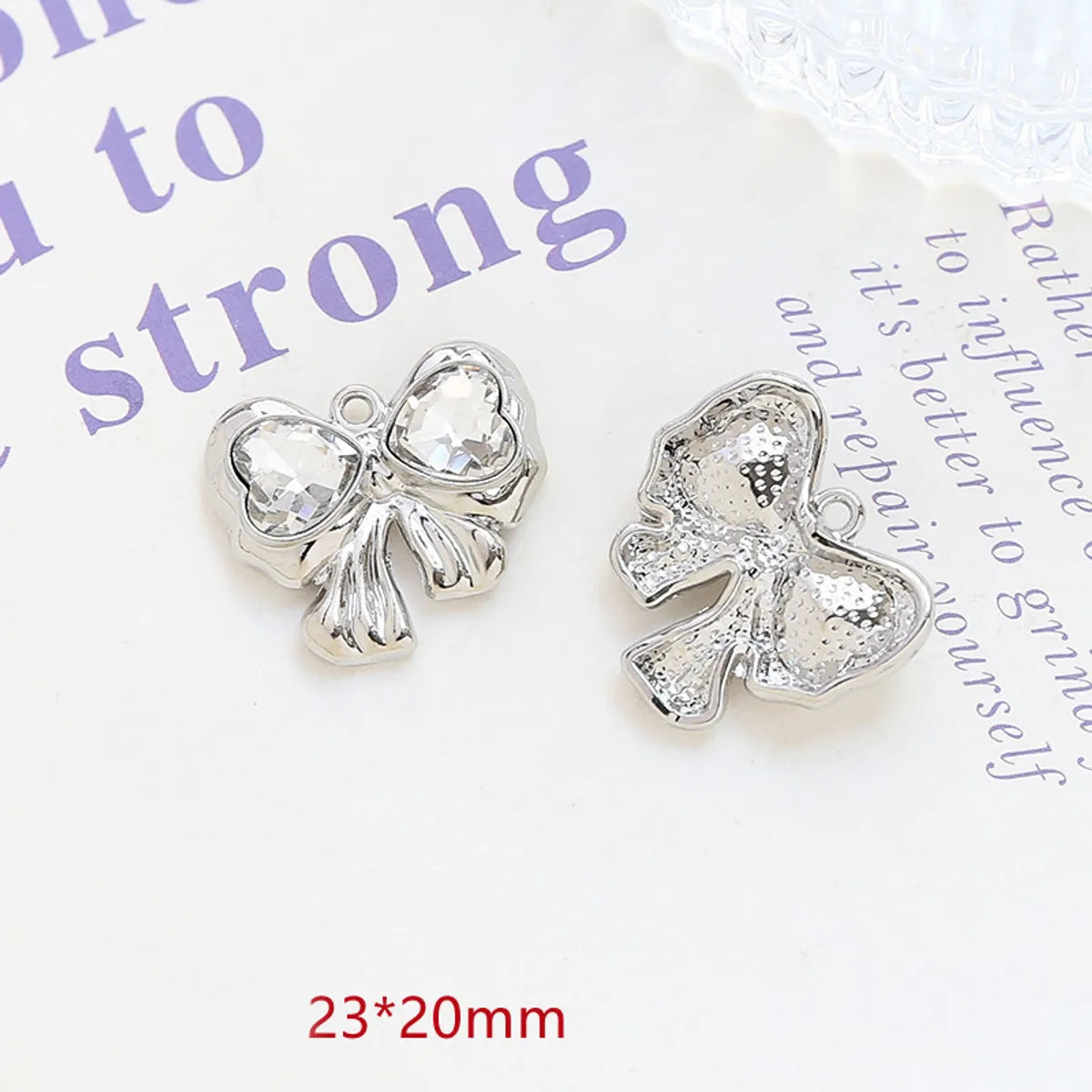 1 Piece 17*13mm 19*16mm 23 * 20mm Alloy Rhinestones Heart Shape Rose Bow Knot Polished Pendant