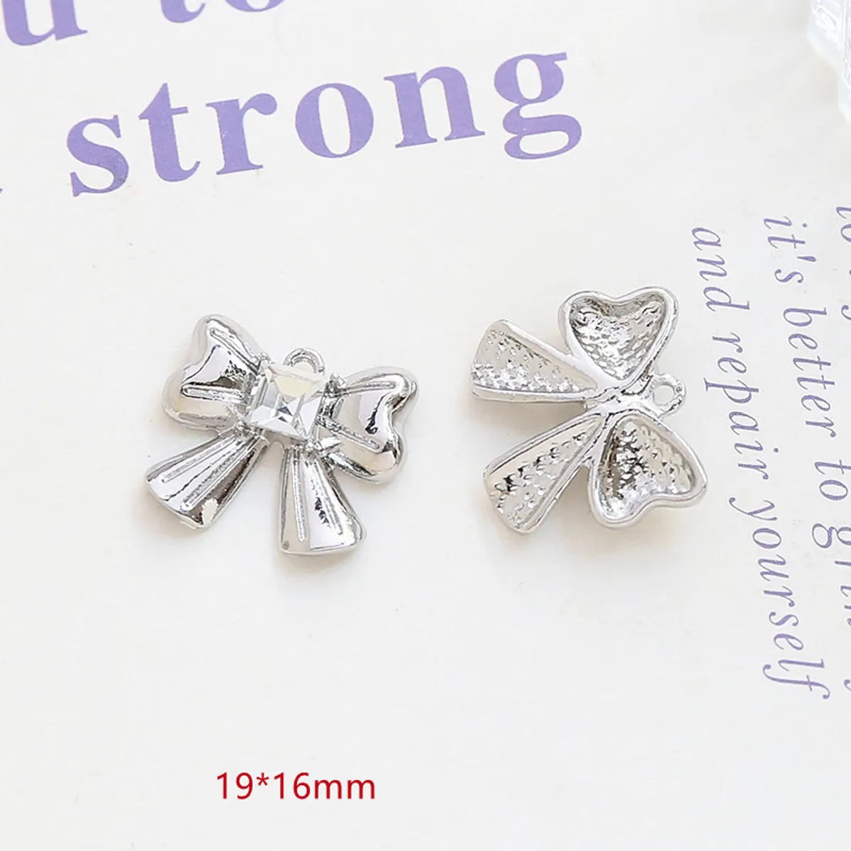 1 Piece 17*13mm 19*16mm 23 * 20mm Alloy Rhinestones Heart Shape Rose Bow Knot Polished Pendant