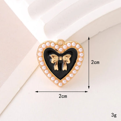 1 Piece 17*17mm 20*19mm 24*24mm Zinc Alloy Pearl Heart Shape Flower Bow Knot Pendant