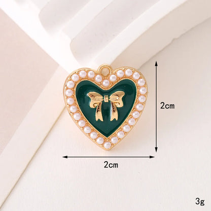 1 Piece 17*17mm 20*19mm 24*24mm Zinc Alloy Pearl Heart Shape Flower Bow Knot Pendant