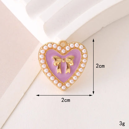 1 Piece 17*17mm 20*19mm 24*24mm Zinc Alloy Pearl Heart Shape Flower Bow Knot Pendant